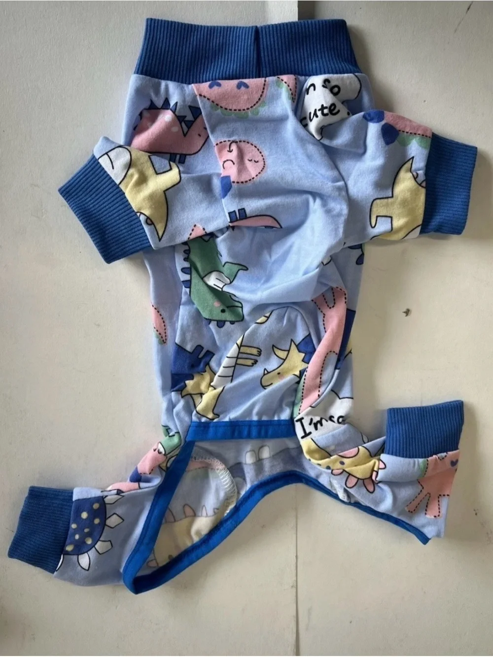 Dog Recovery Suit Size S Dinosaur Abdominal Wounds Surgery